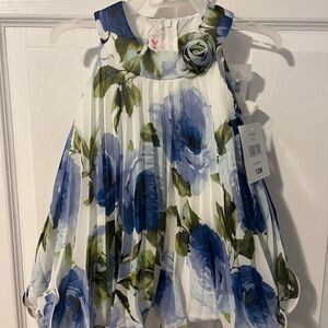 Floral Blue and Green Baby Dress